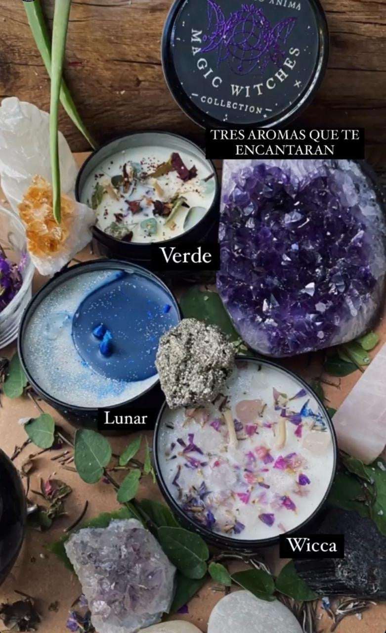 Vela Bruja Wicca 
Con Vainilla - Lavanda - Salvia